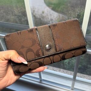 Vintage Coach Monogram Trifold Wallet with Checkbook